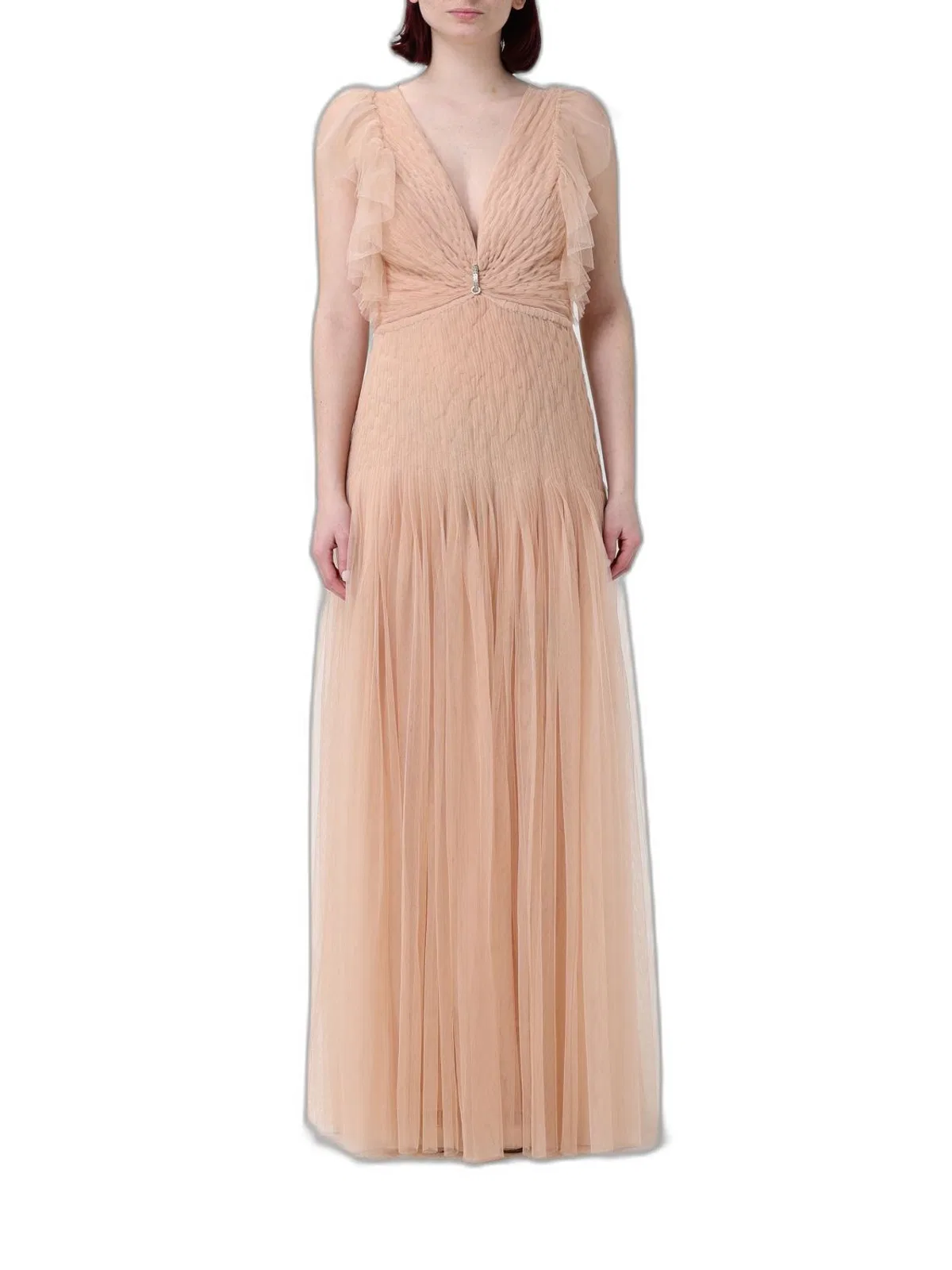 Elisabetta Franchi Nude Silk Dress
