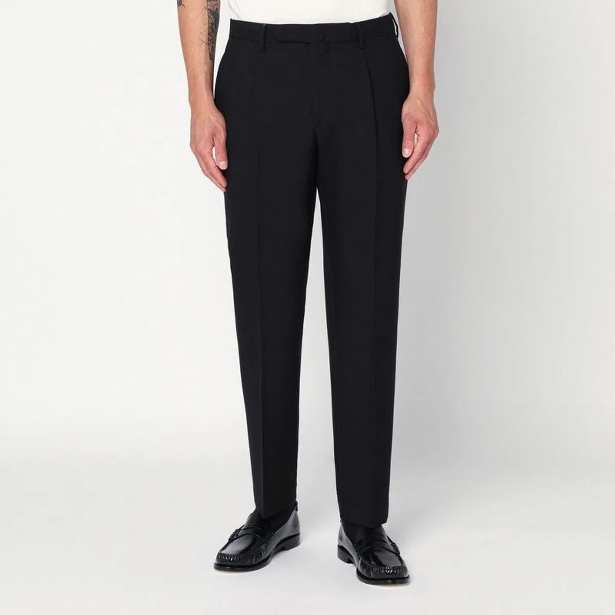 Santaniello Regular Black Wool Pants