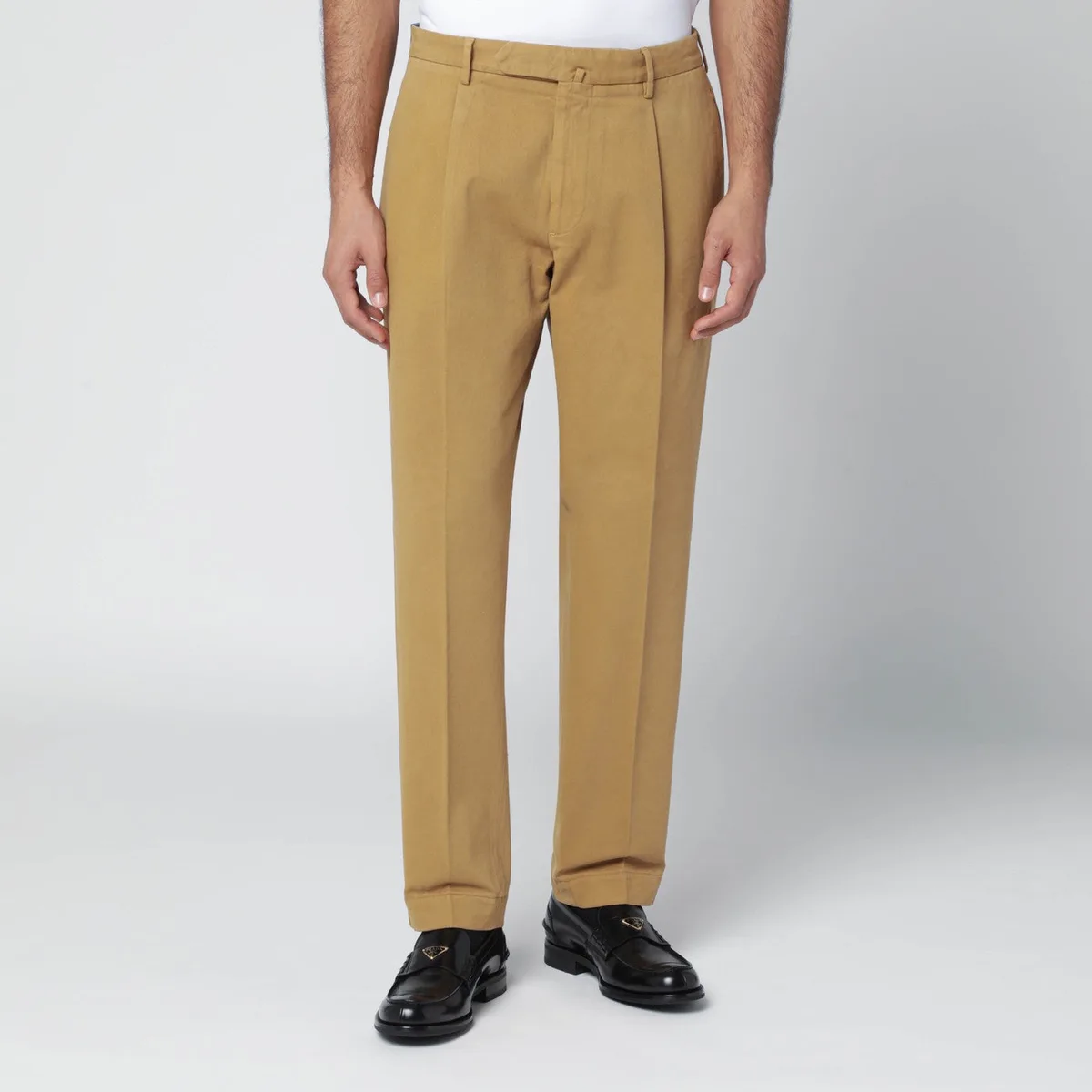 Santaniello Ochre Cotton And Cashmere Trousers