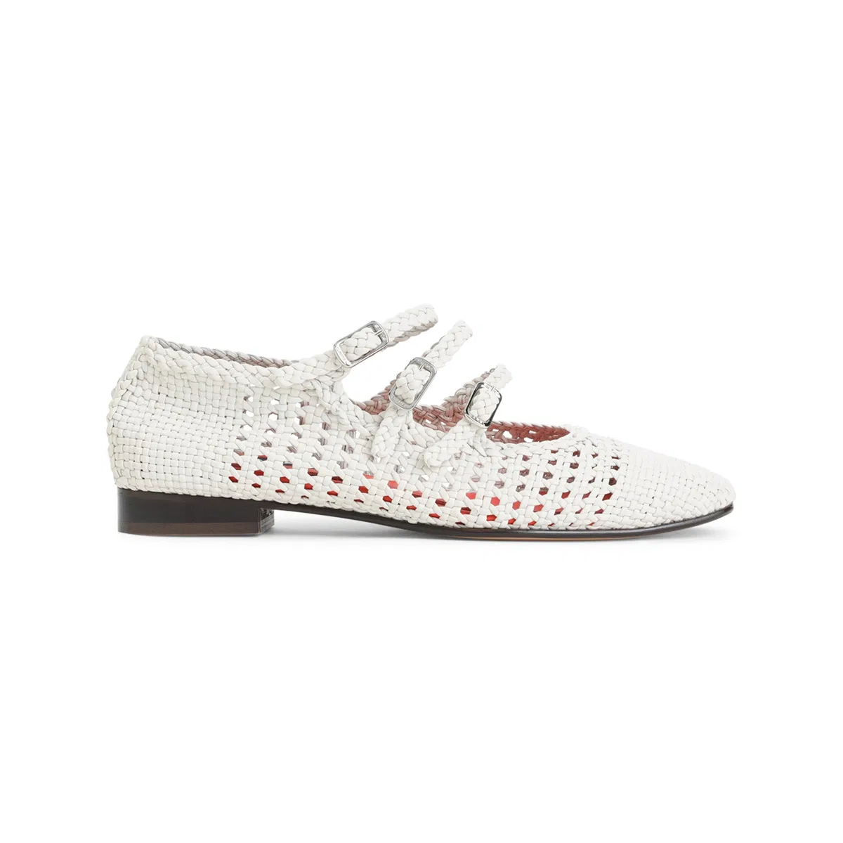 Carel Paris White Ariana S. Braided Leather Ballerin