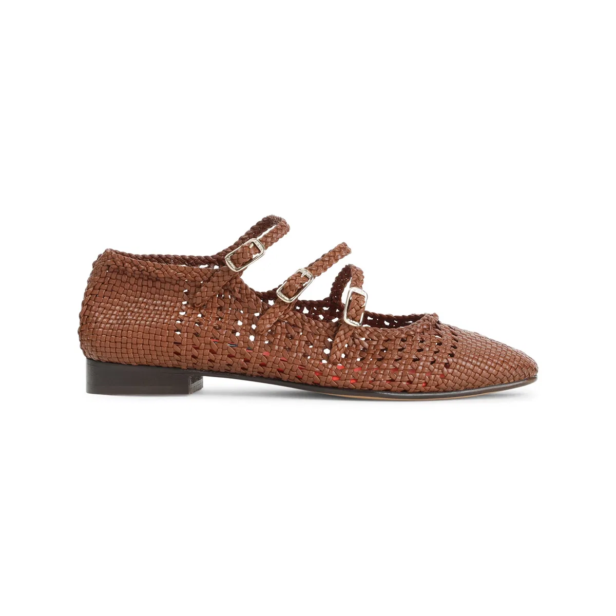 Carel Paris Brown Ariana S. Braided Leather Ballerin