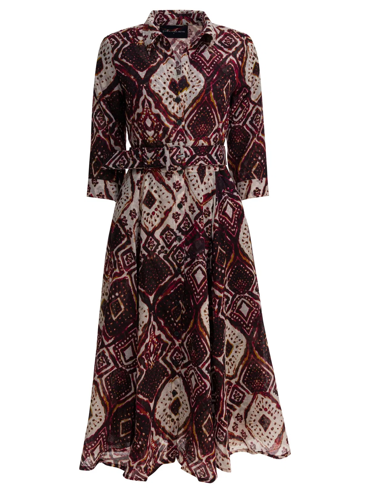 Samantha Sung Bordeaux Tie-Dye Wool Dress