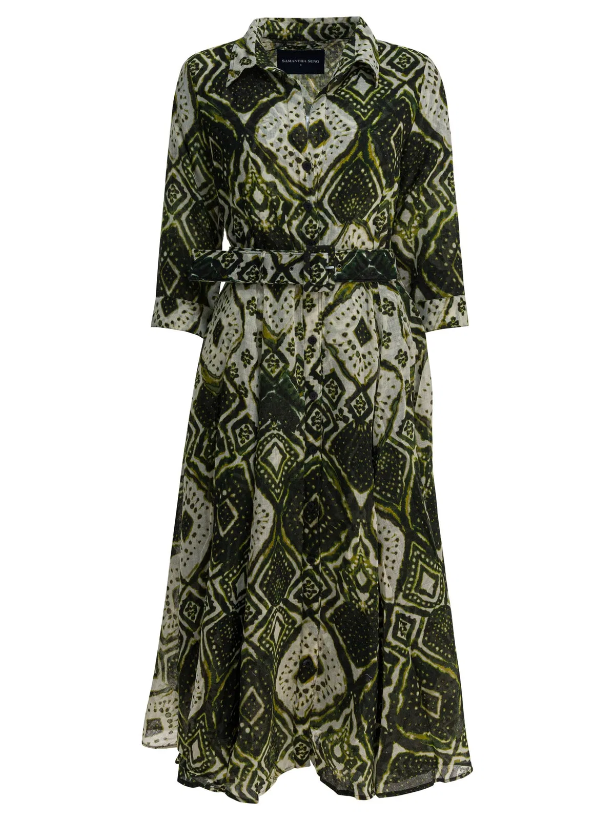Samantha Sung Green Tie-Dye Wool Dress