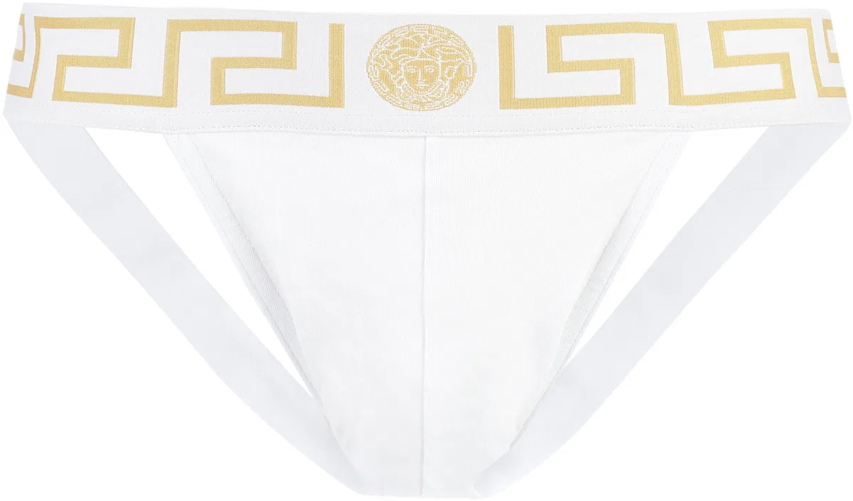 Versace White Stretch Cotton Jockstrap
