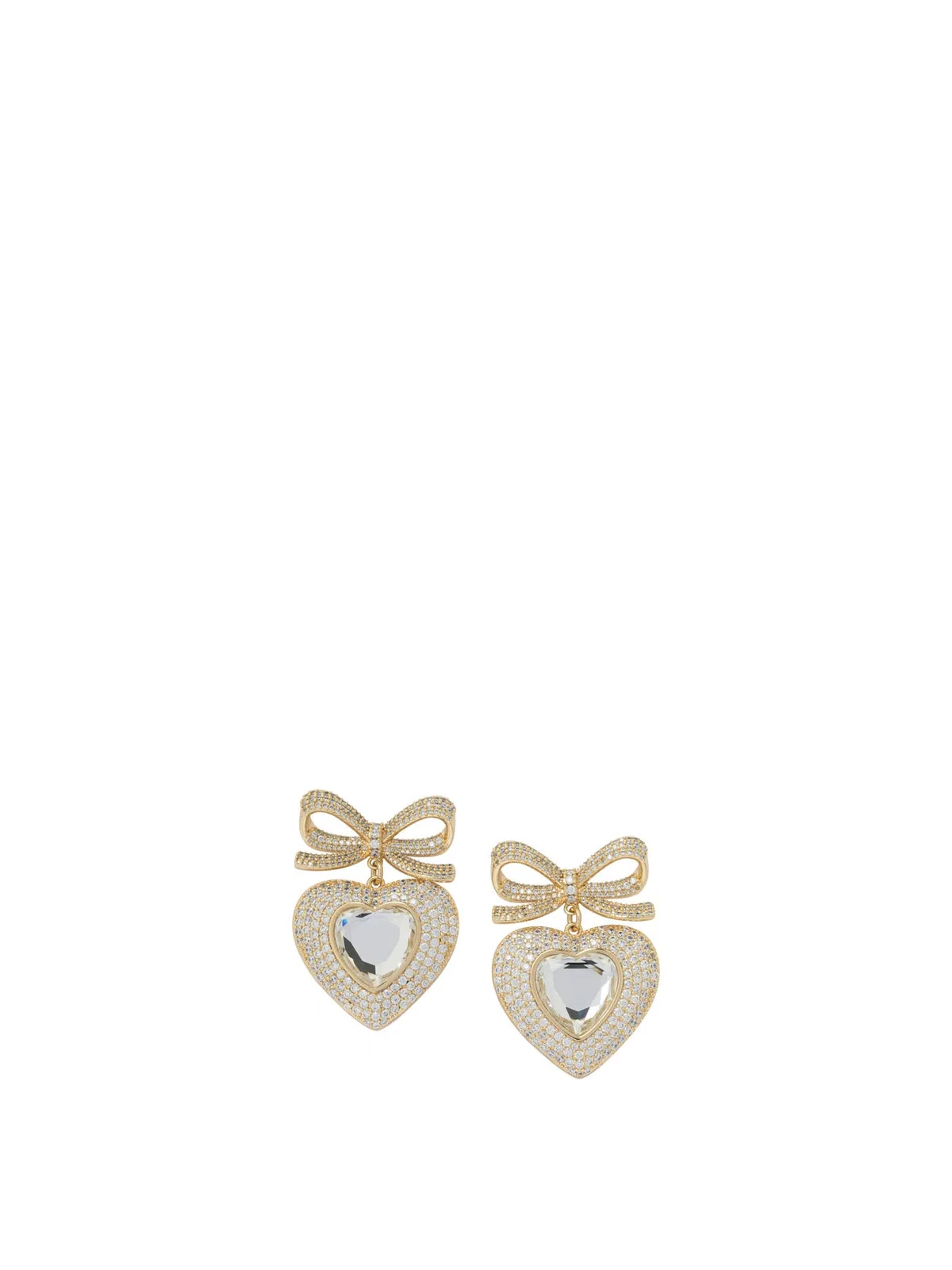 Self-Portrait Heart-Shaped Earrings With Embellished B