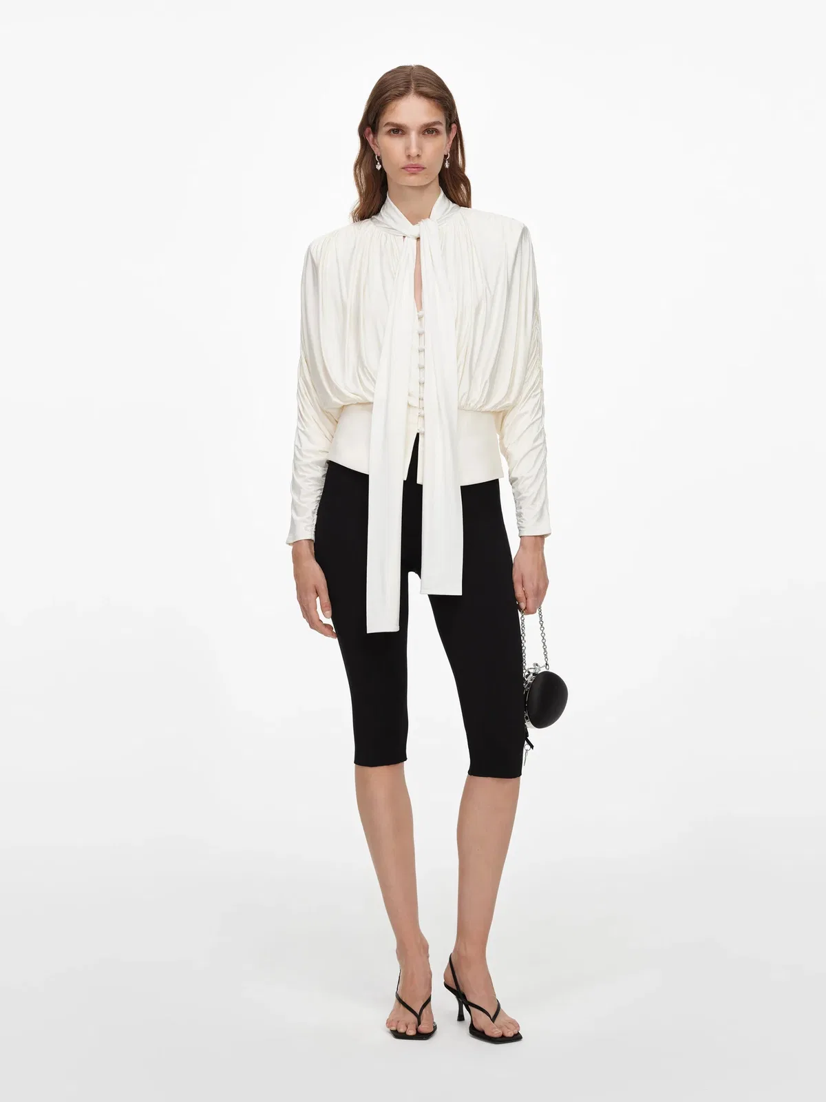 Self-Portrait Tie Neck Jersey Top