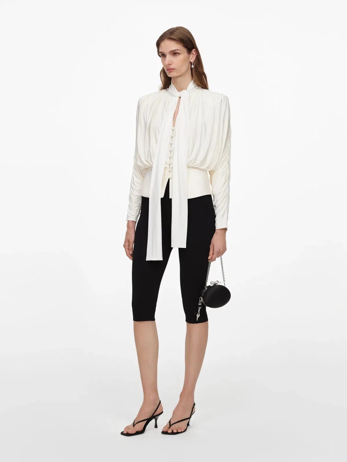 Self-Portrait Tie Neck Jersey Top