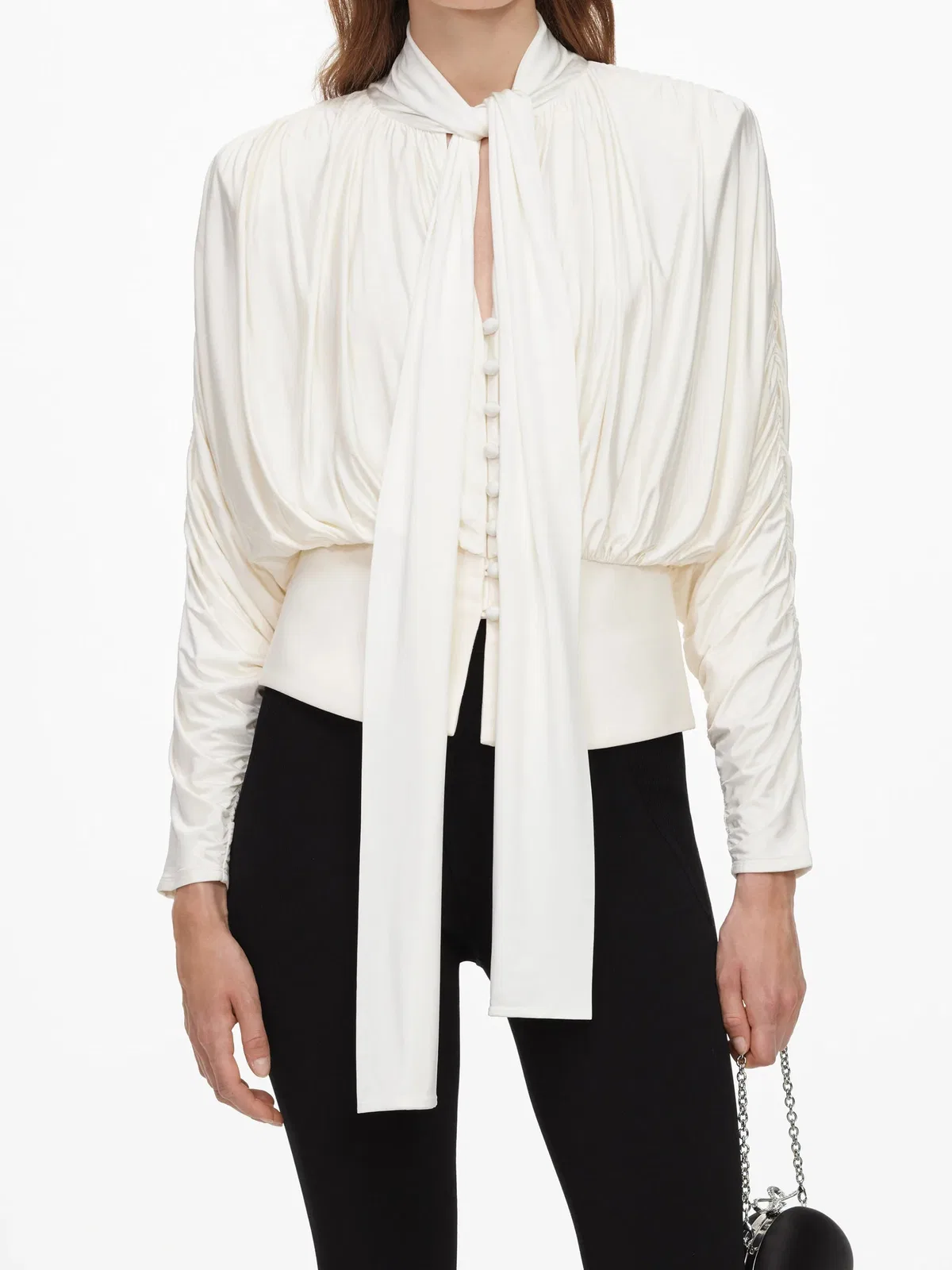 Self-Portrait Tie Neck Jersey Top