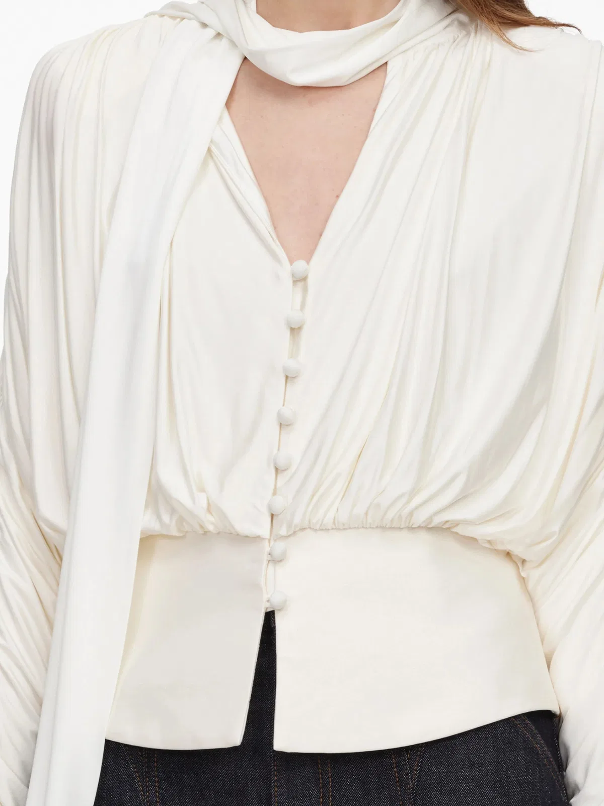 Self-Portrait Tie Neck Jersey Top