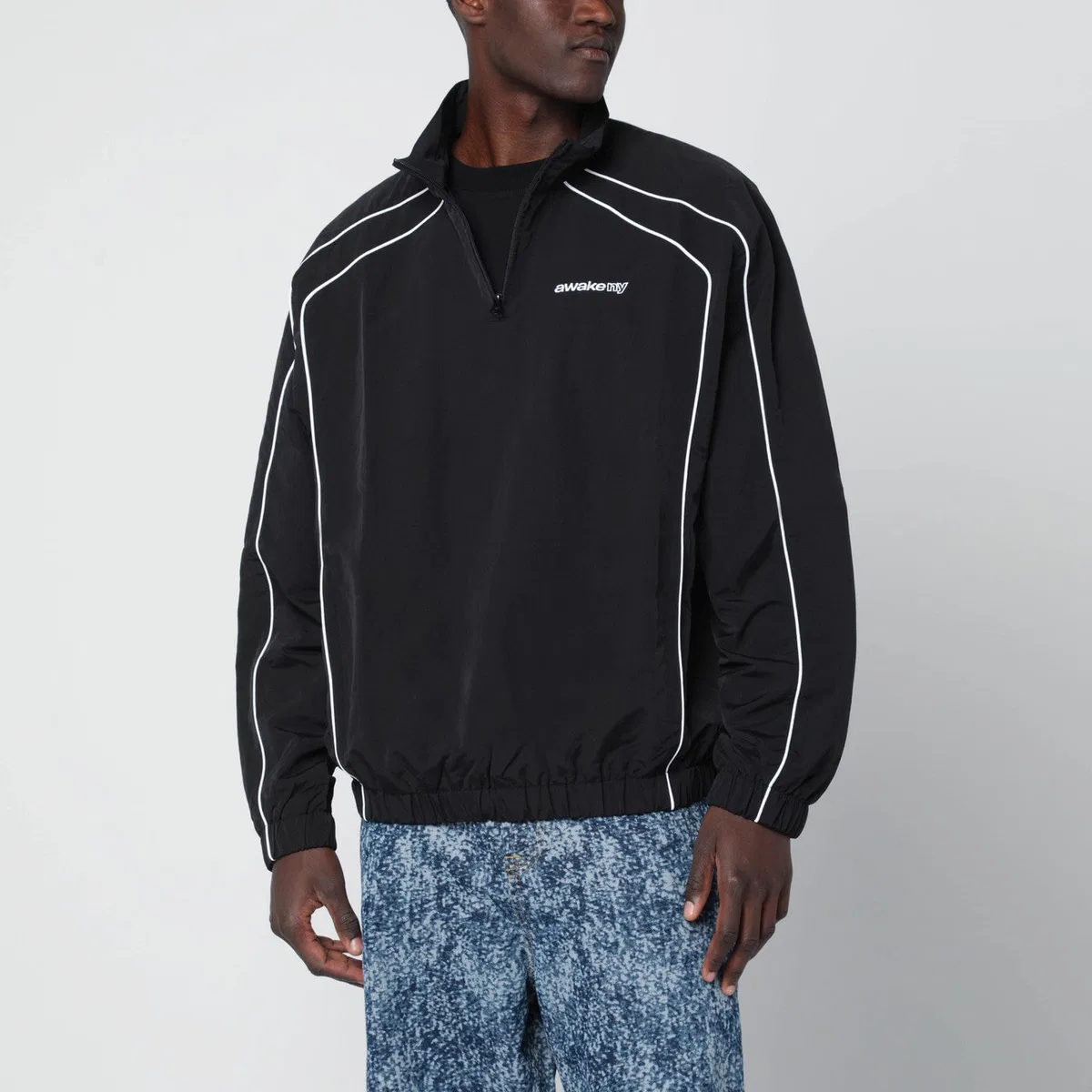 Awake ny Black Jacket With Zip Collar