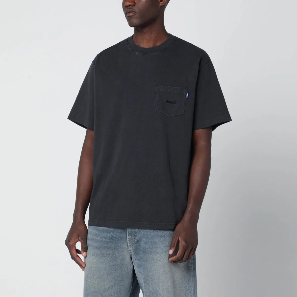 Awake ny Black Crewneck T-Shirt With Logo