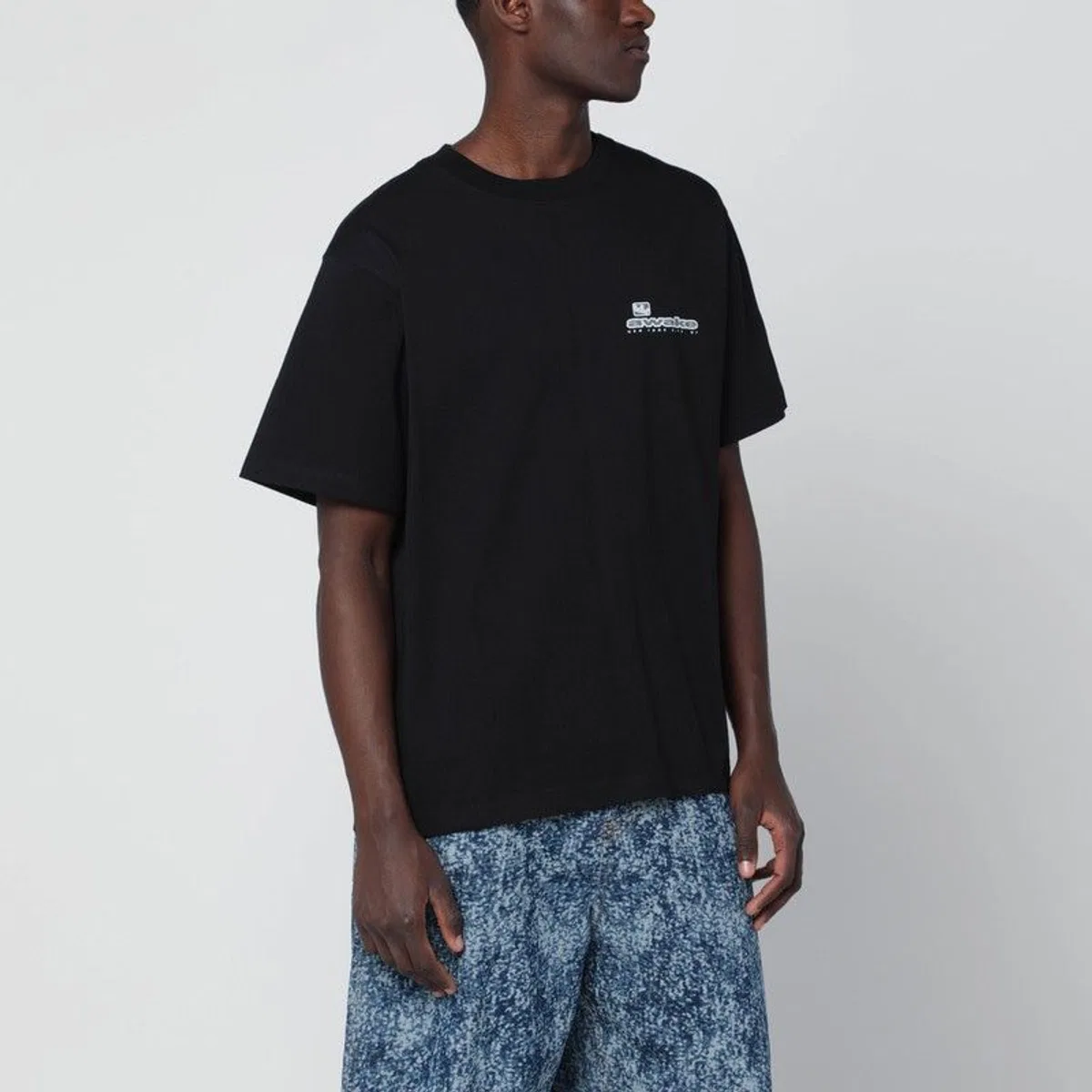 Awake ny Black Cotton Tshirt With Logo