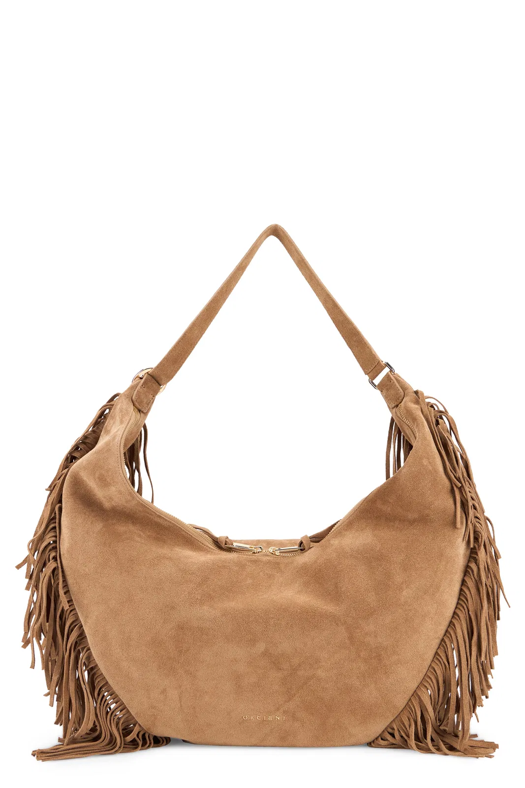 Orciani Island Peach Fringe Large Shoulder Bag I