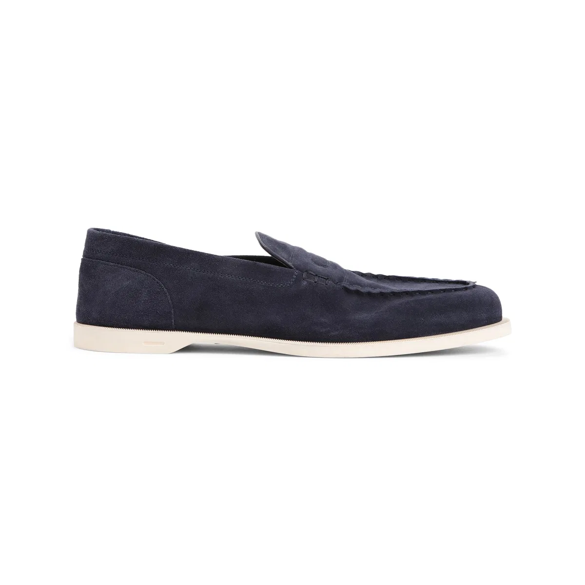John Lobb Navy Blue Suede Pace Loafers