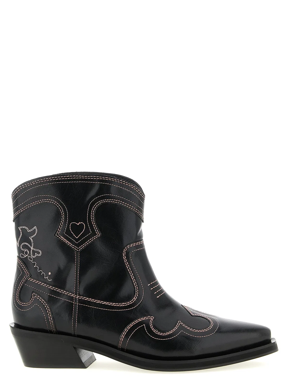 Ganni 'Low Shaft Embroidered Western' Ankle Bo