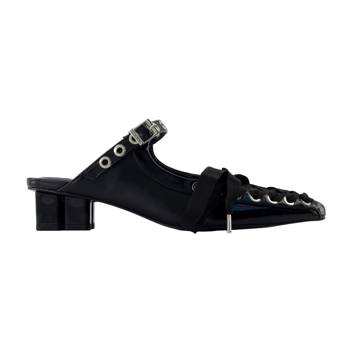 Ganni Eyelets Lace Up Mules