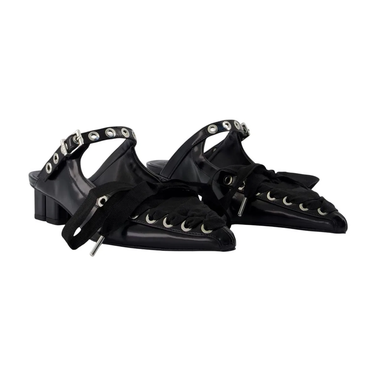 Ganni Eyelets Lace Up Mules