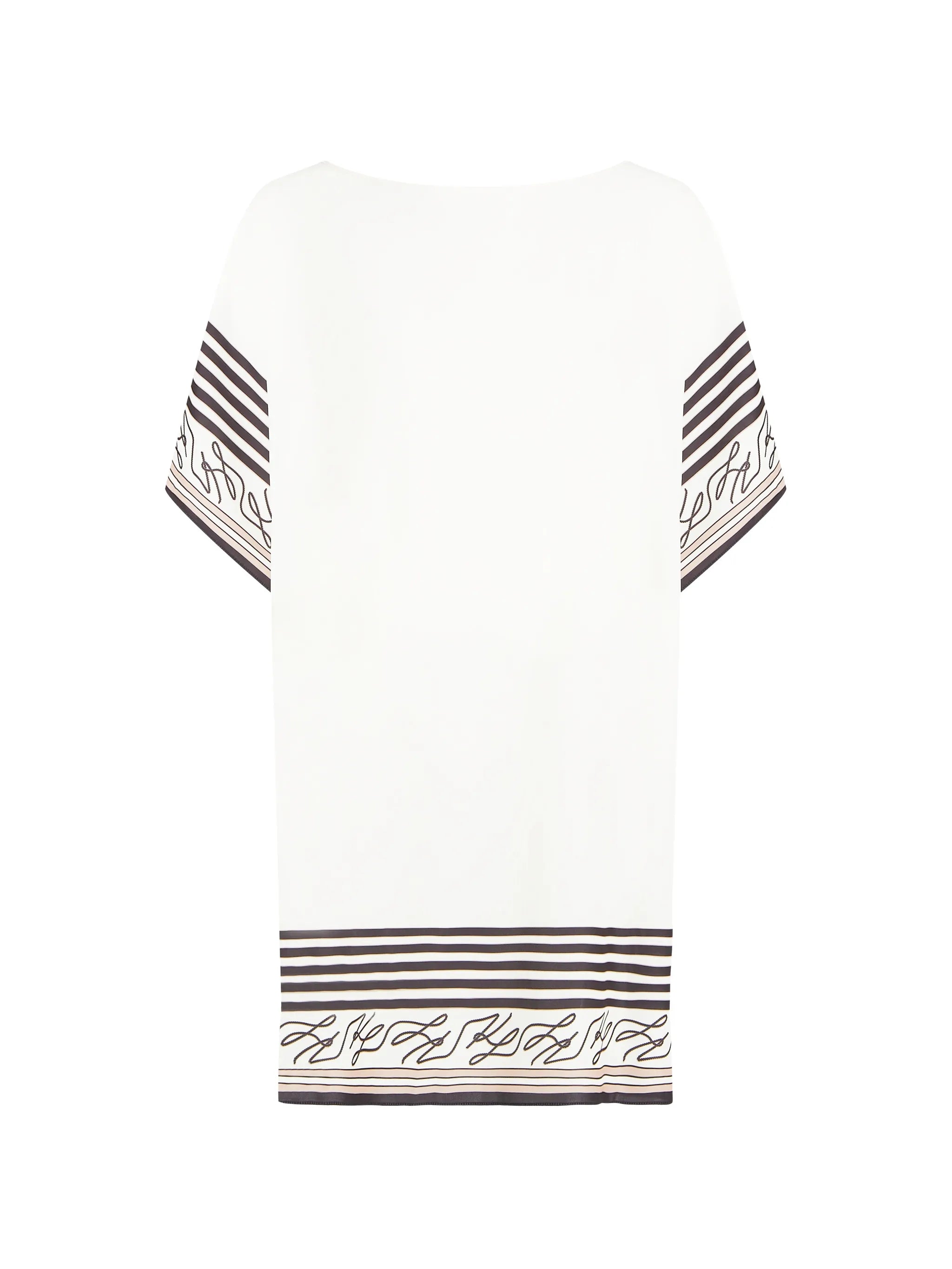 Karl Lagerfeld Natural Black Striped Poncho Logo