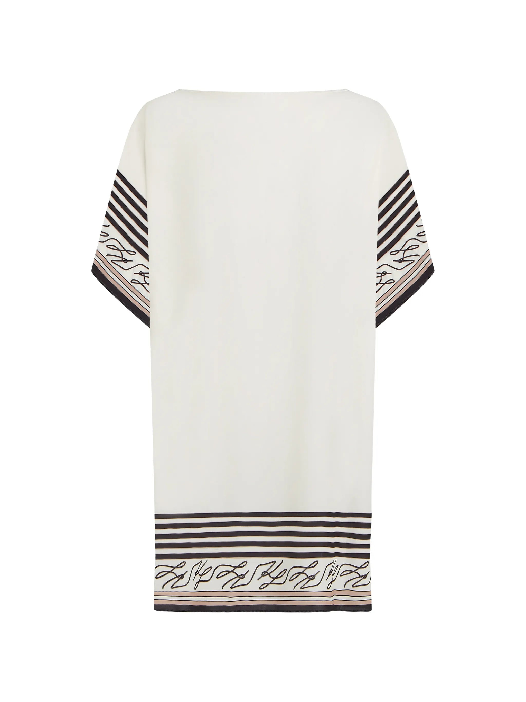 Karl Lagerfeld Natural Black Striped Poncho Logo