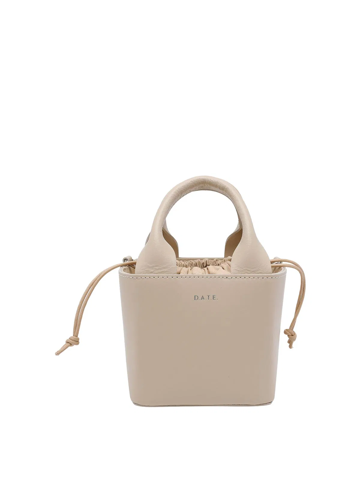D.A.T.E Beige Cubo Leather Handbag