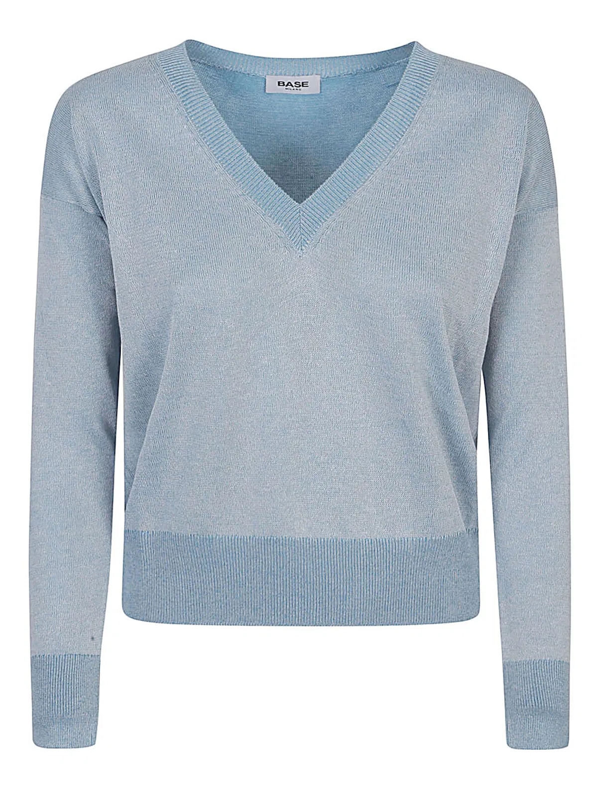 Base Milano Cotton Blend V-Neck Sweater