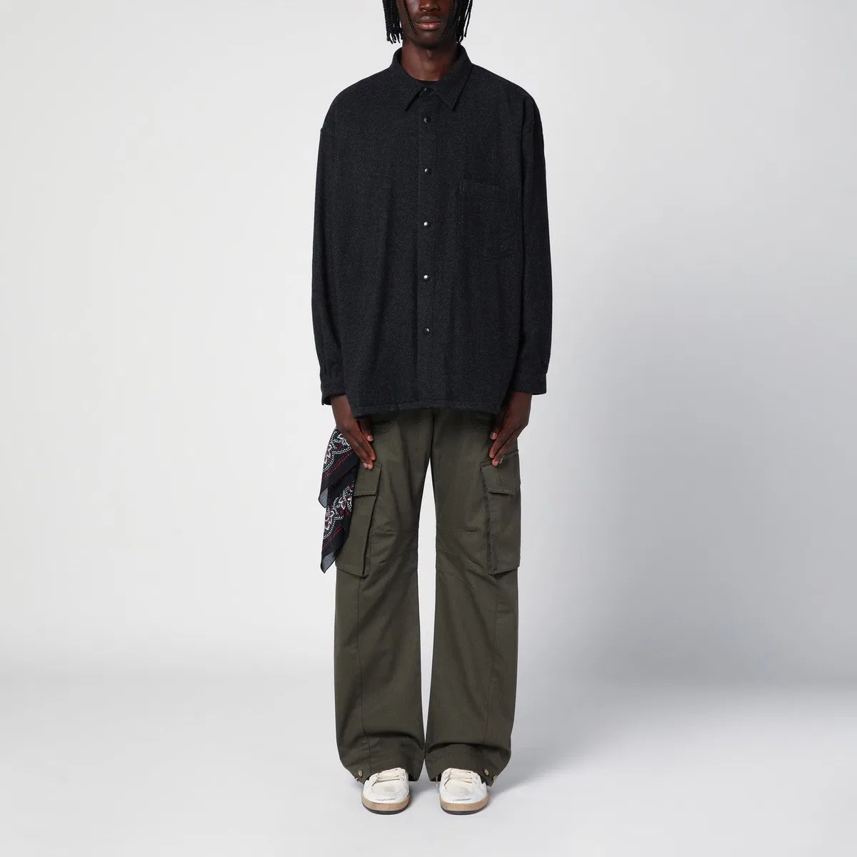 Destin Charcoal Grey Wool And Cashmere Overshir
