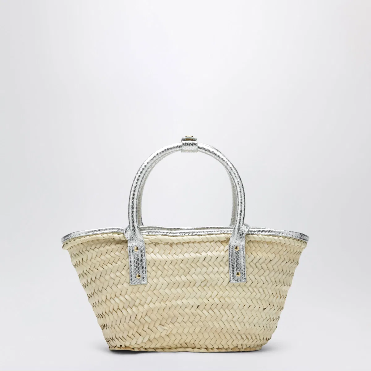 Jacquemus Small Soli Basket Bag In Natural/Silver 