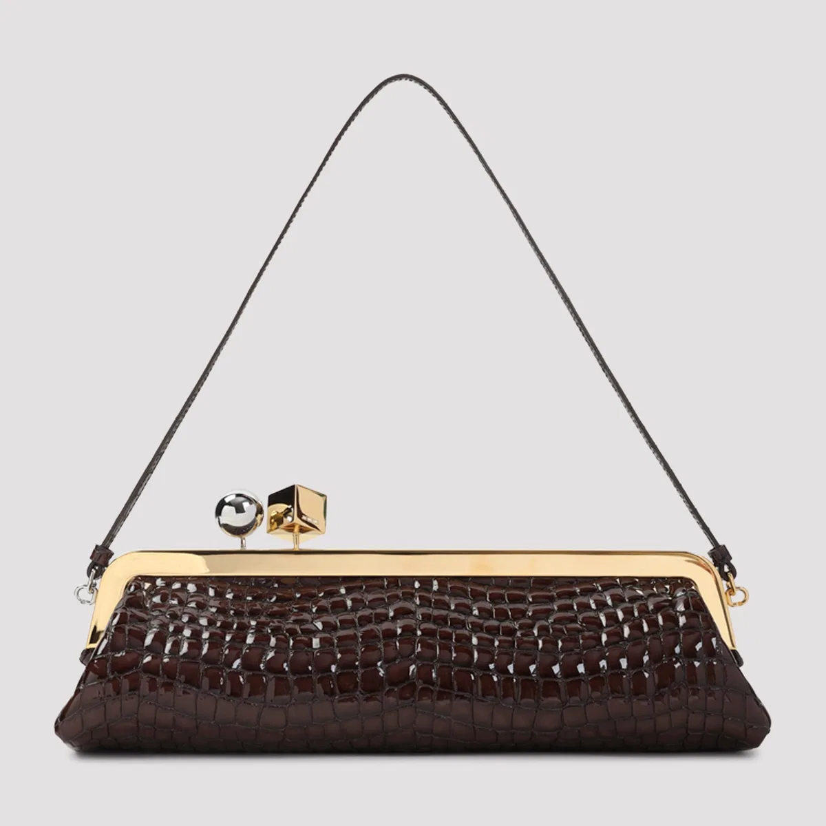 Jacquemus Salon Crocodile-Effect Clutch Bag