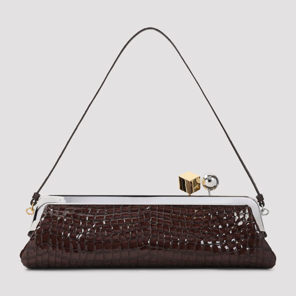 Jacquemus Salon Crocodile-Effect Clutch Bag