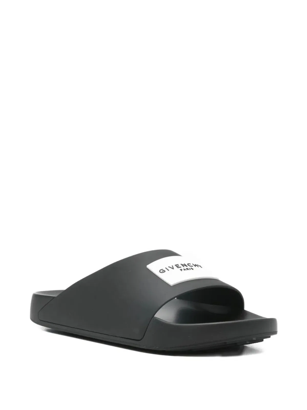 Givenchy Black Rubber Label Slide Flat Mules