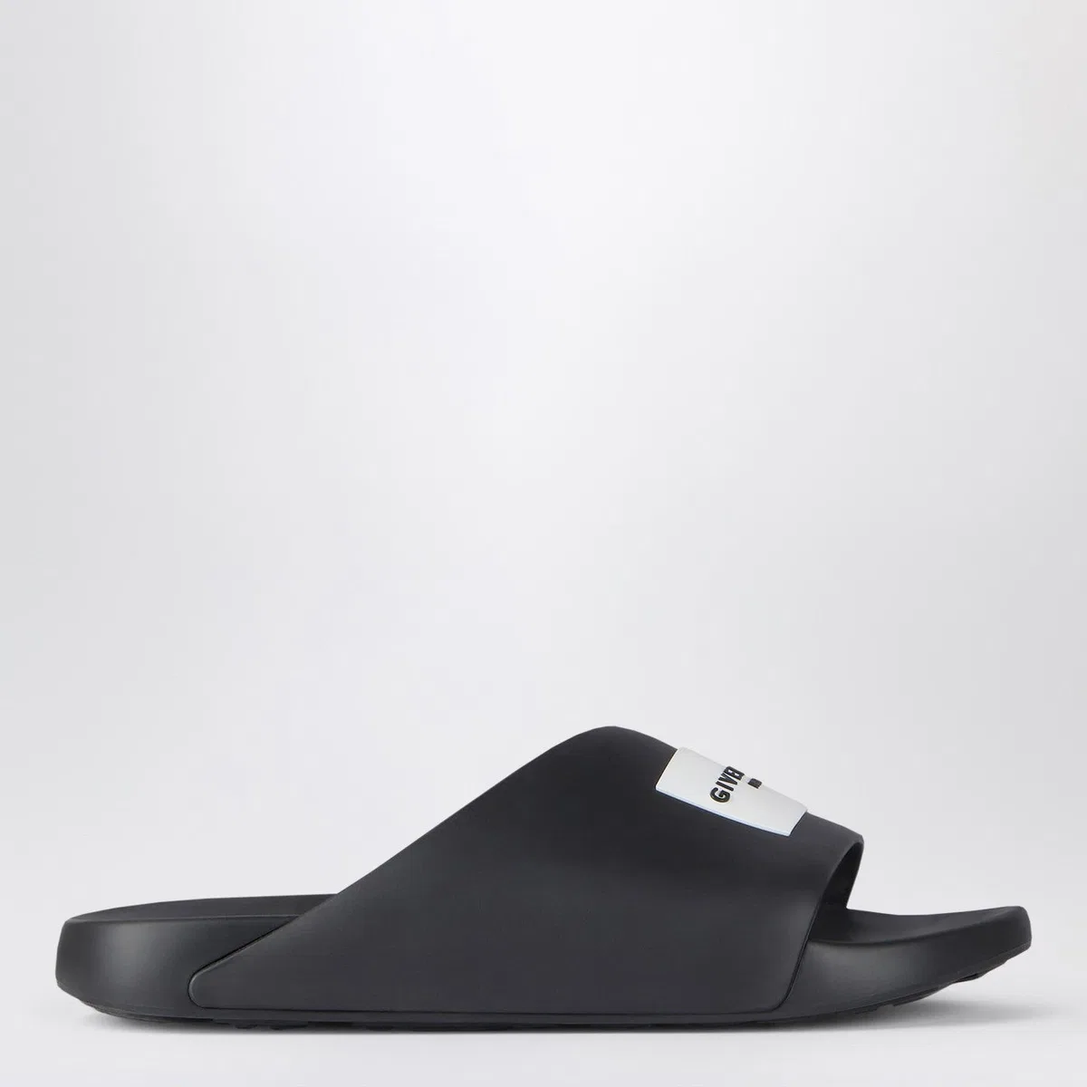 Givenchy Black Rubber Label Slide Flat Mules