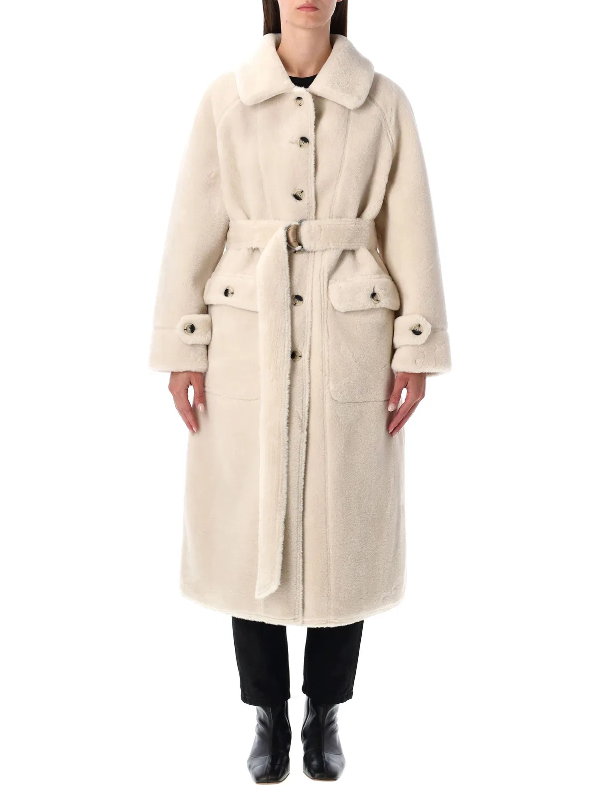Urbancode Reversible Faux Fur Belted Coat With Sue