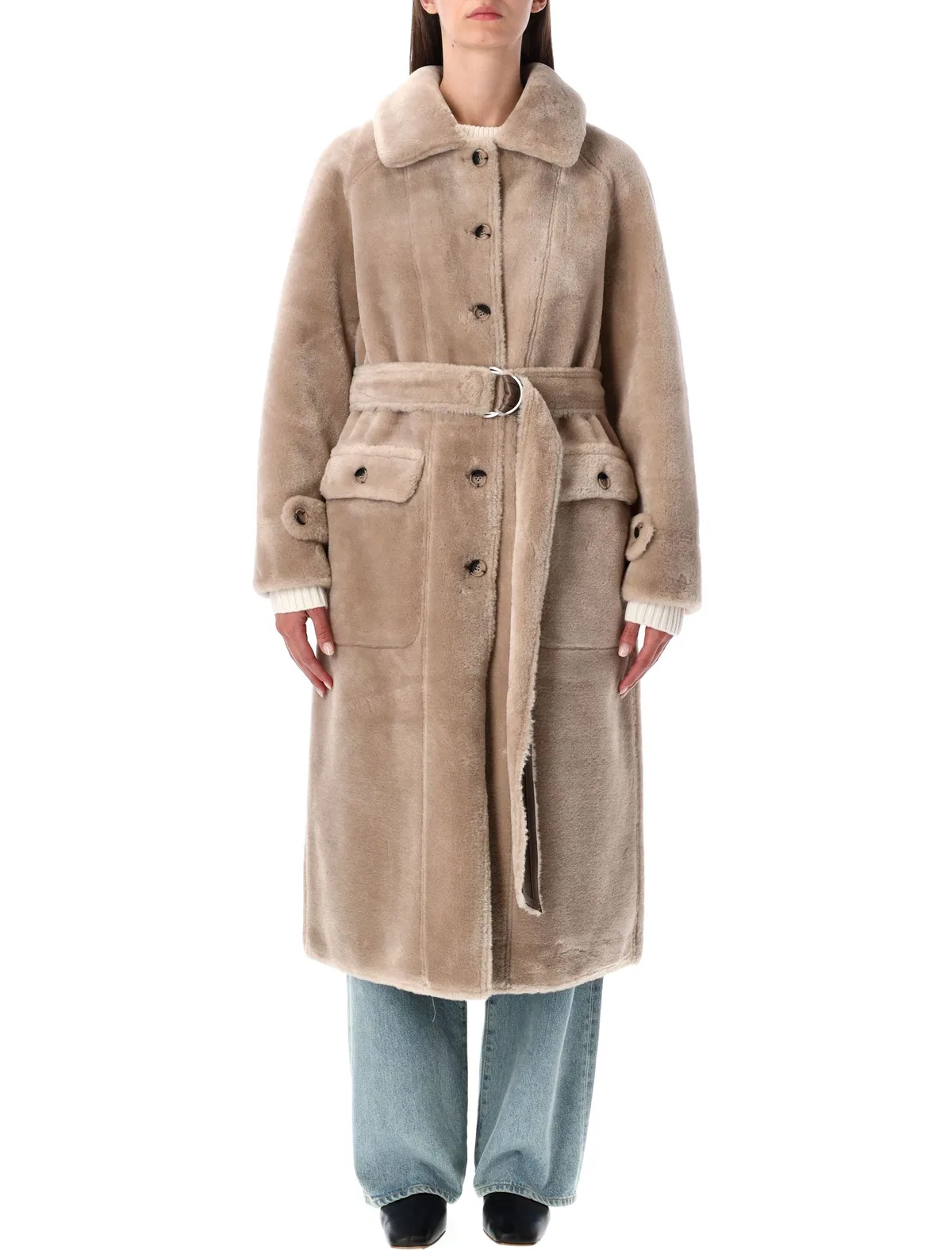 Urbancode Reversible Faux Fur Belted Coat With Sue