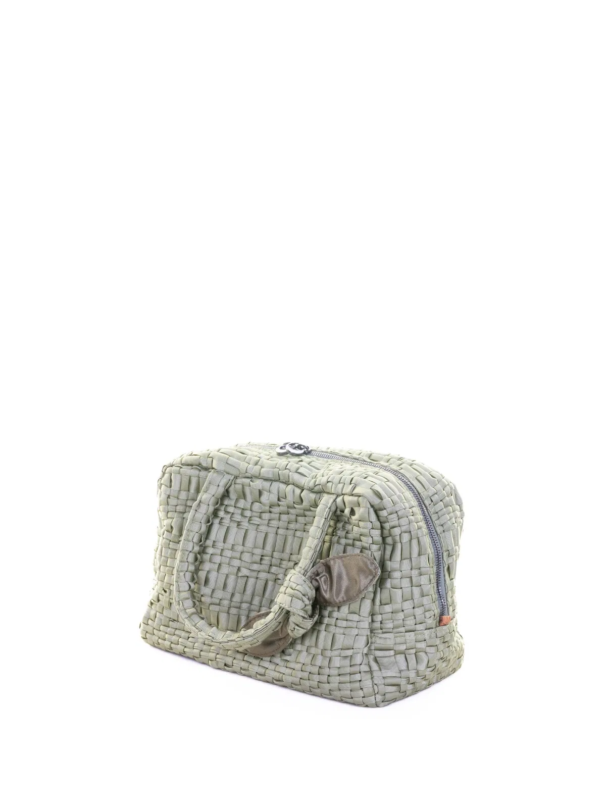 Maria La Rosa Sage Green Woven Double-Handle Bag
