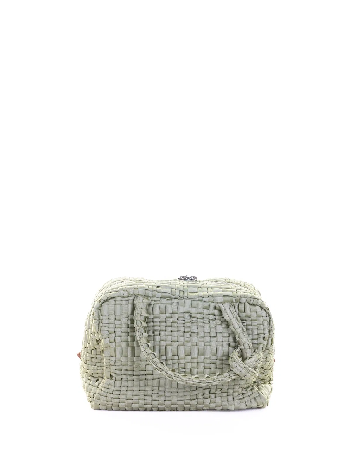 Maria La Rosa Sage Green Woven Double-Handle Bag