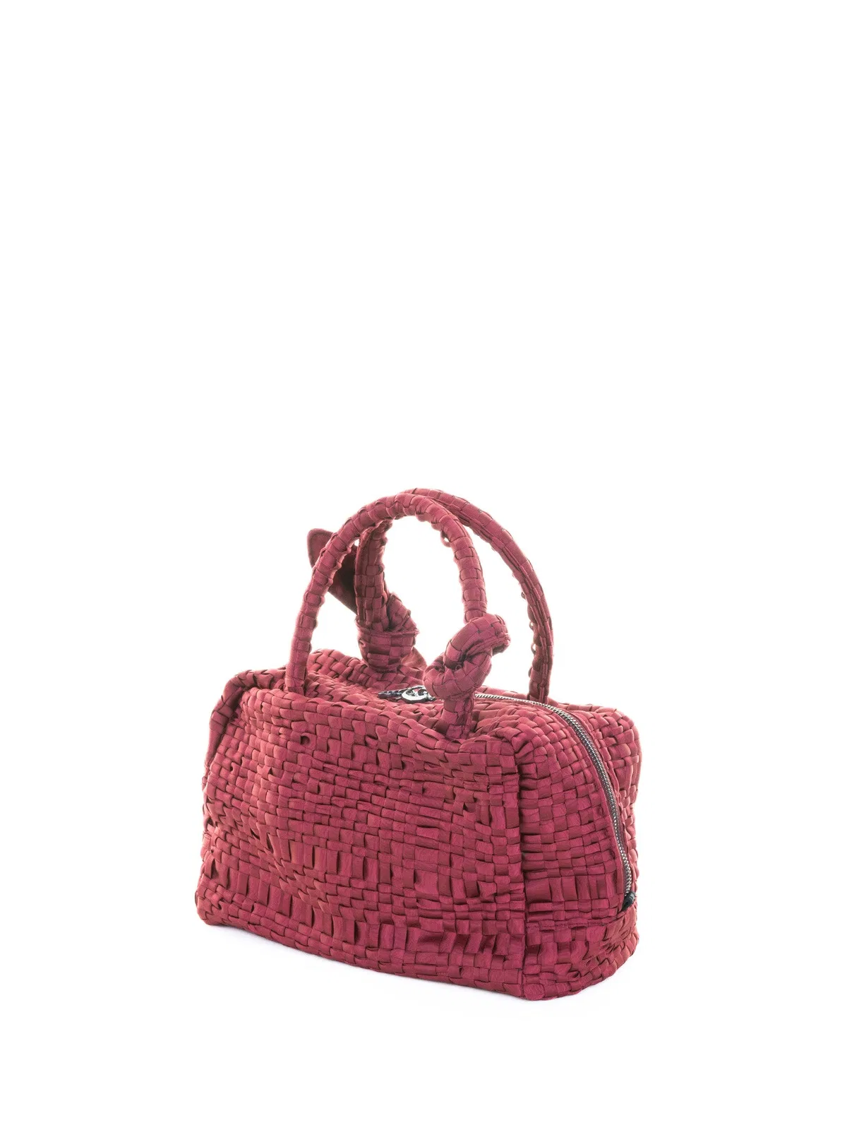 Maria La Rosa Burgundy Woven Double-Handle Bag