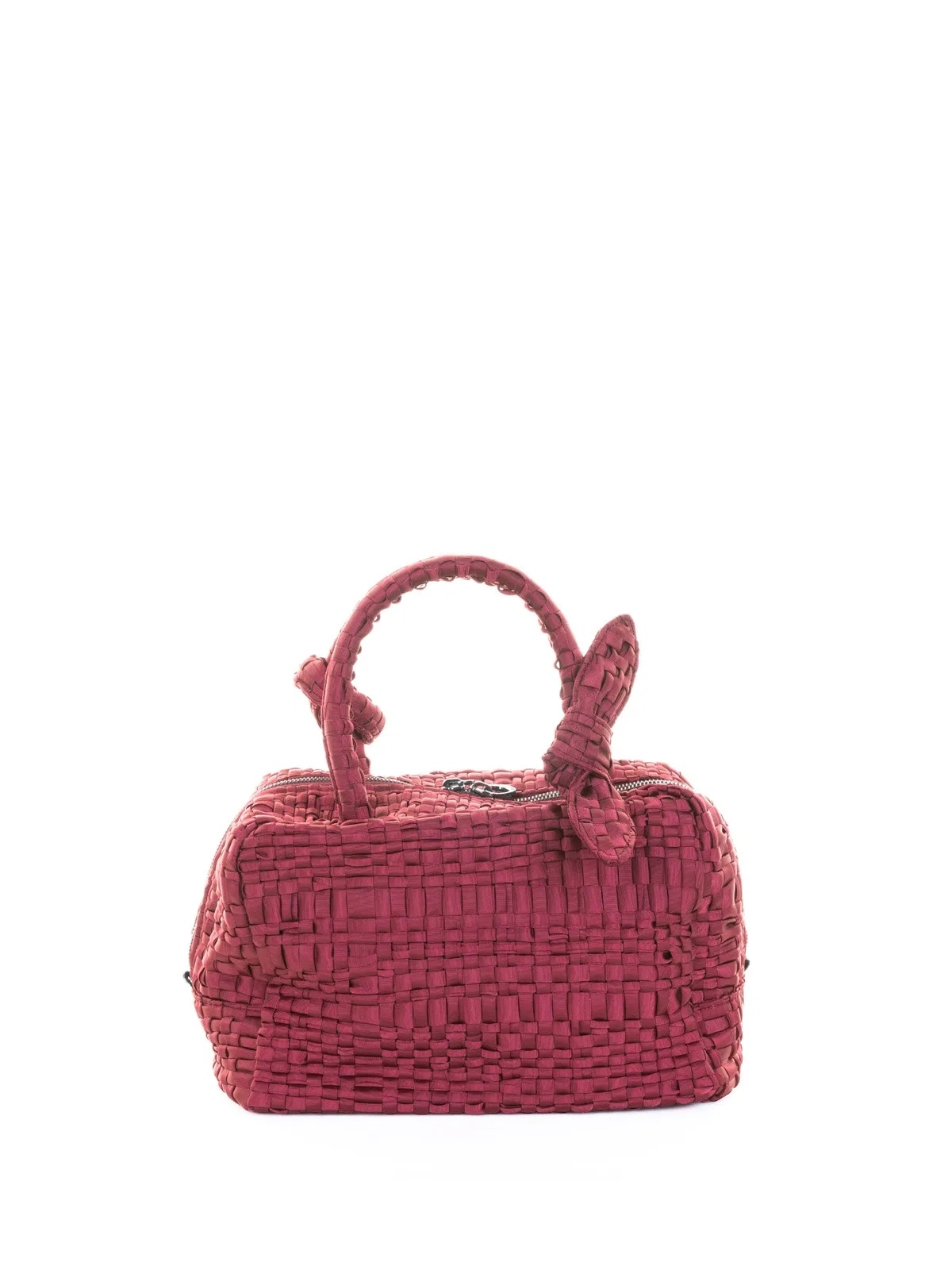 Maria La Rosa Burgundy Woven Double-Handle Bag