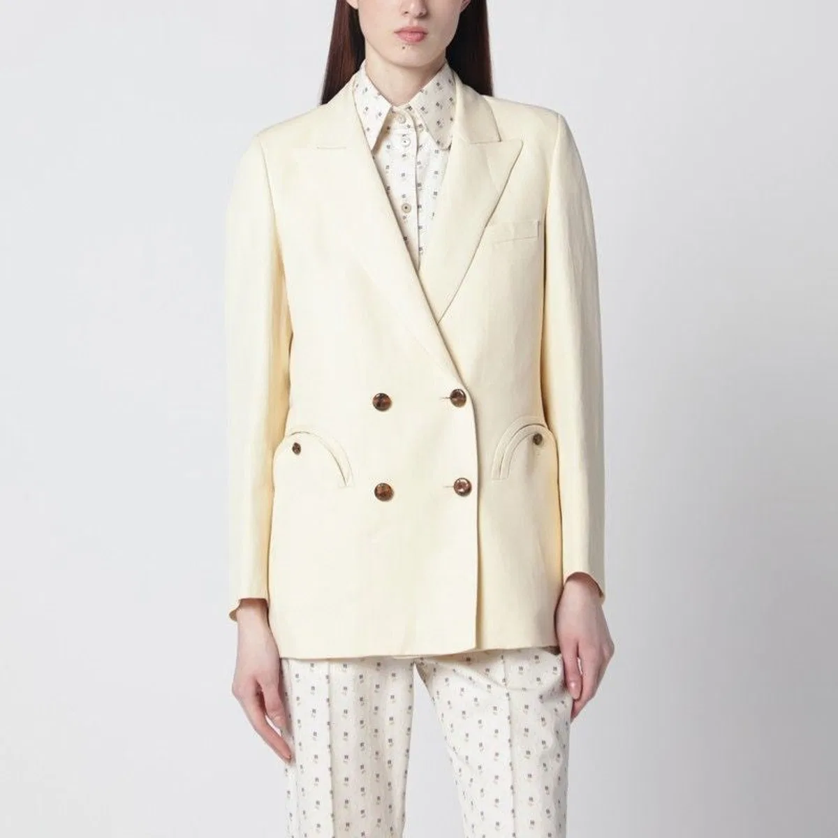 Blaze Milano Buttercoloured Doublebreasted Jacket In 