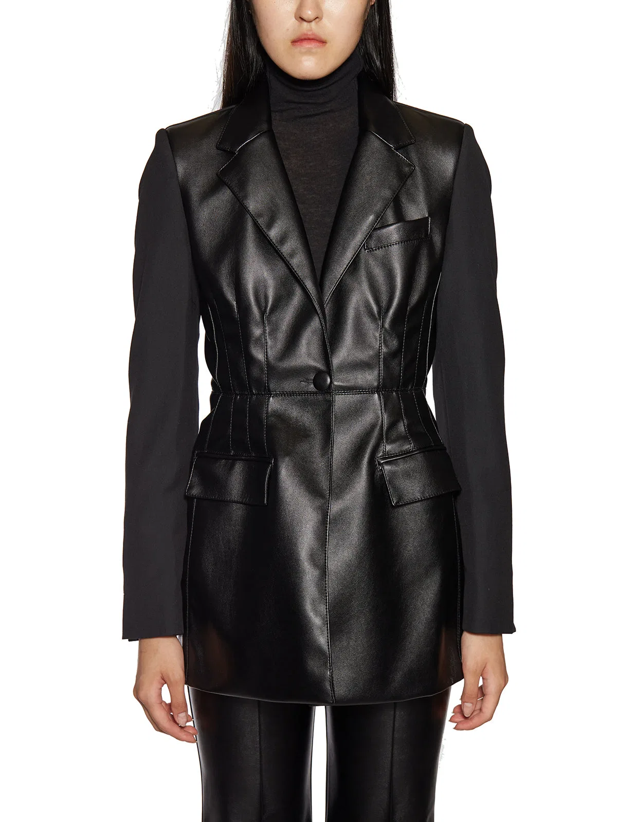 Andrea Ya'aqov Faux Leather And Virgin Wool Jacket