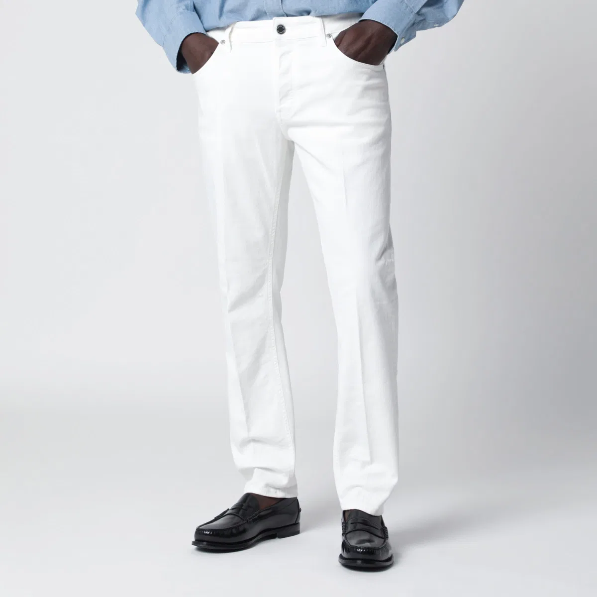 Pt torino denim White Reggae Tapered Trousers