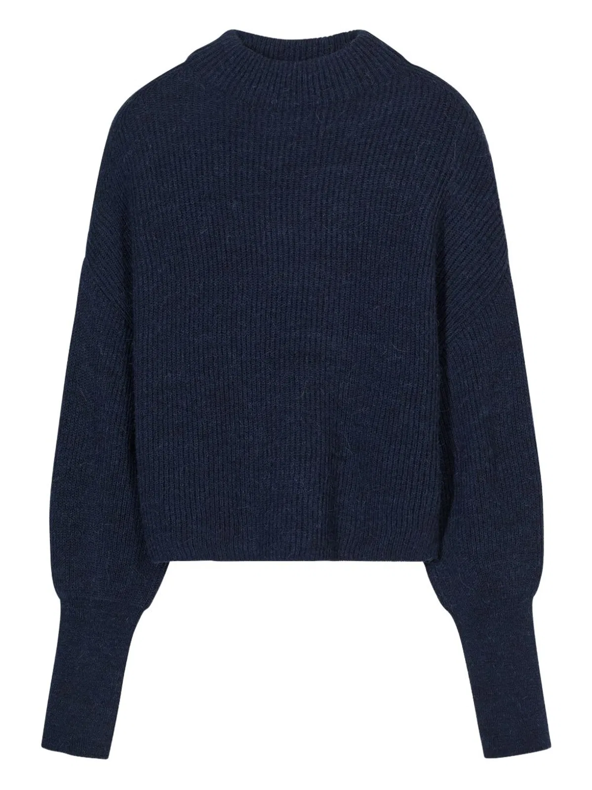 Closed Ribbed Knit Funnel Neck