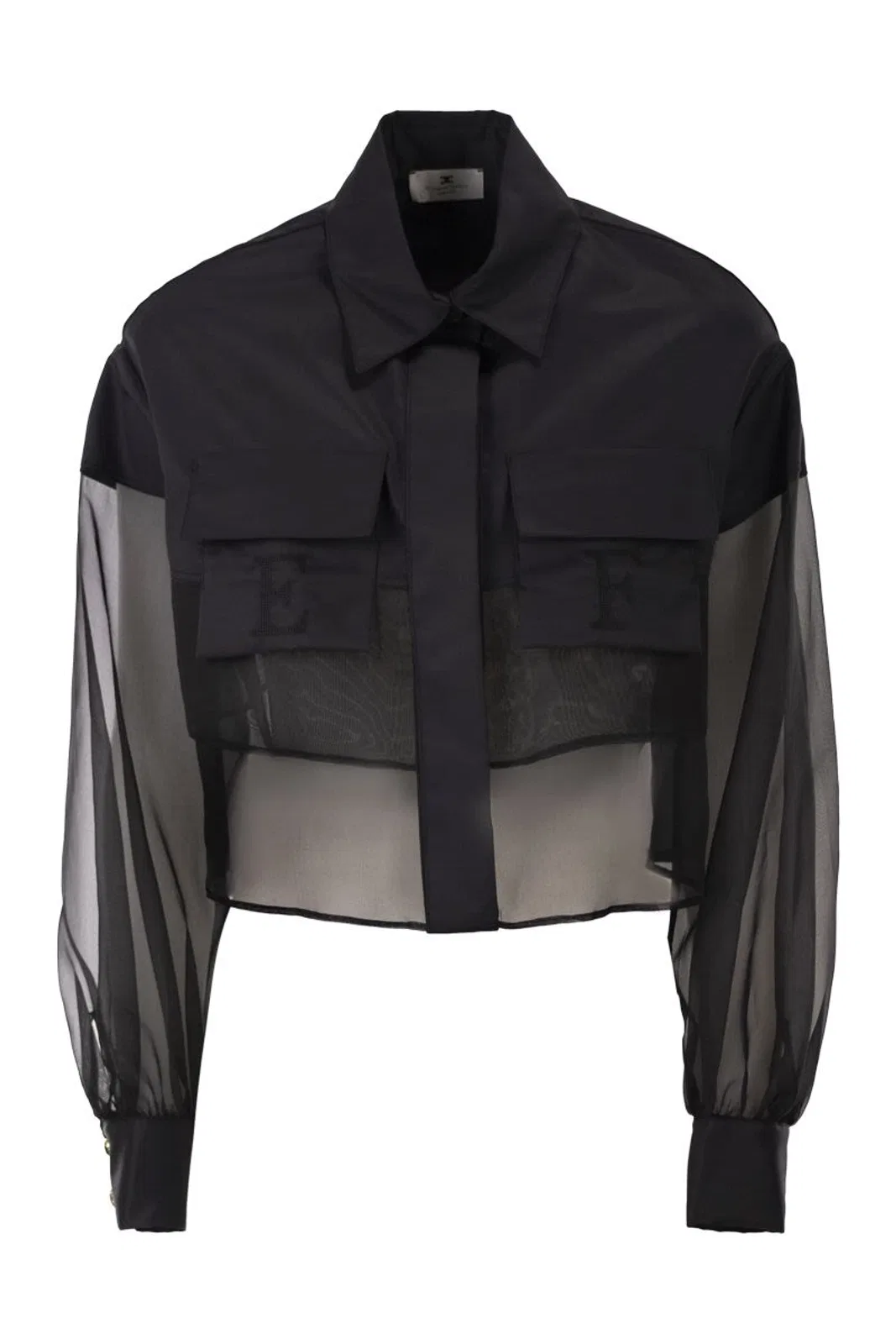 Elisabetta Franchi Cropped Cotton Shirt With Silk Organza I