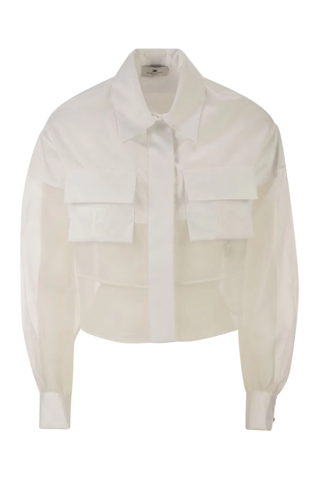 Elisabetta Franchi Cropped Cotton Shirt With Silk Organza I