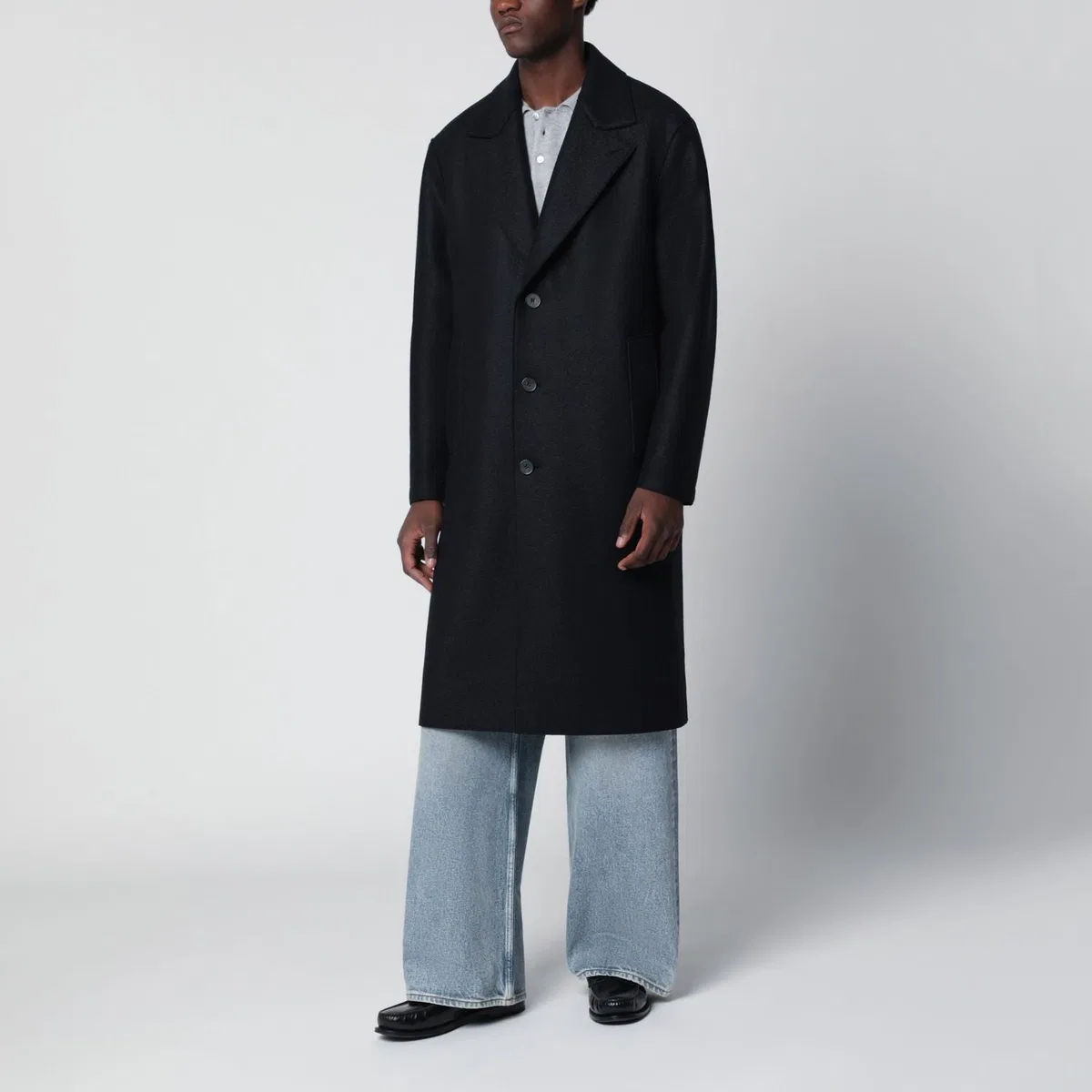 Harris Wharf London Dark Blue Singlebreasted Wool Coat