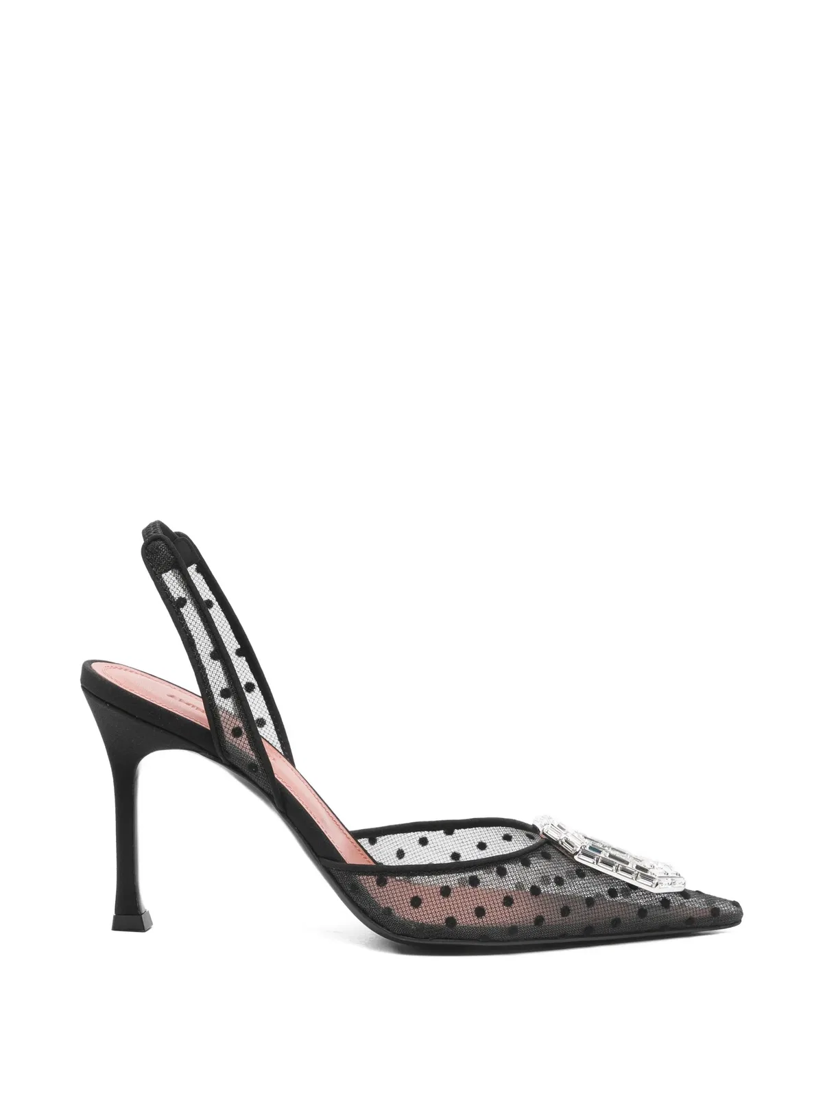 Amina Muaddi Camelia Sling 90 Polka-Dot Lace