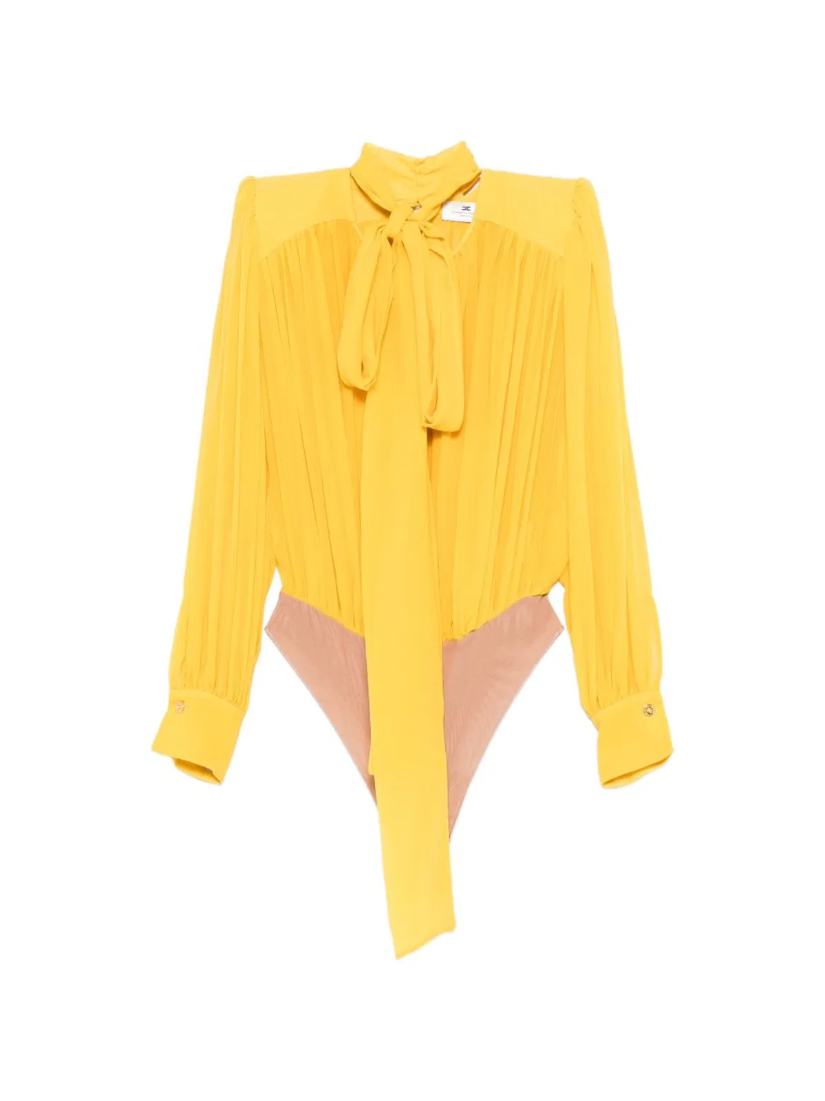 Elisabetta Franchi Yellow Ls Bodysuit Wide Neckline