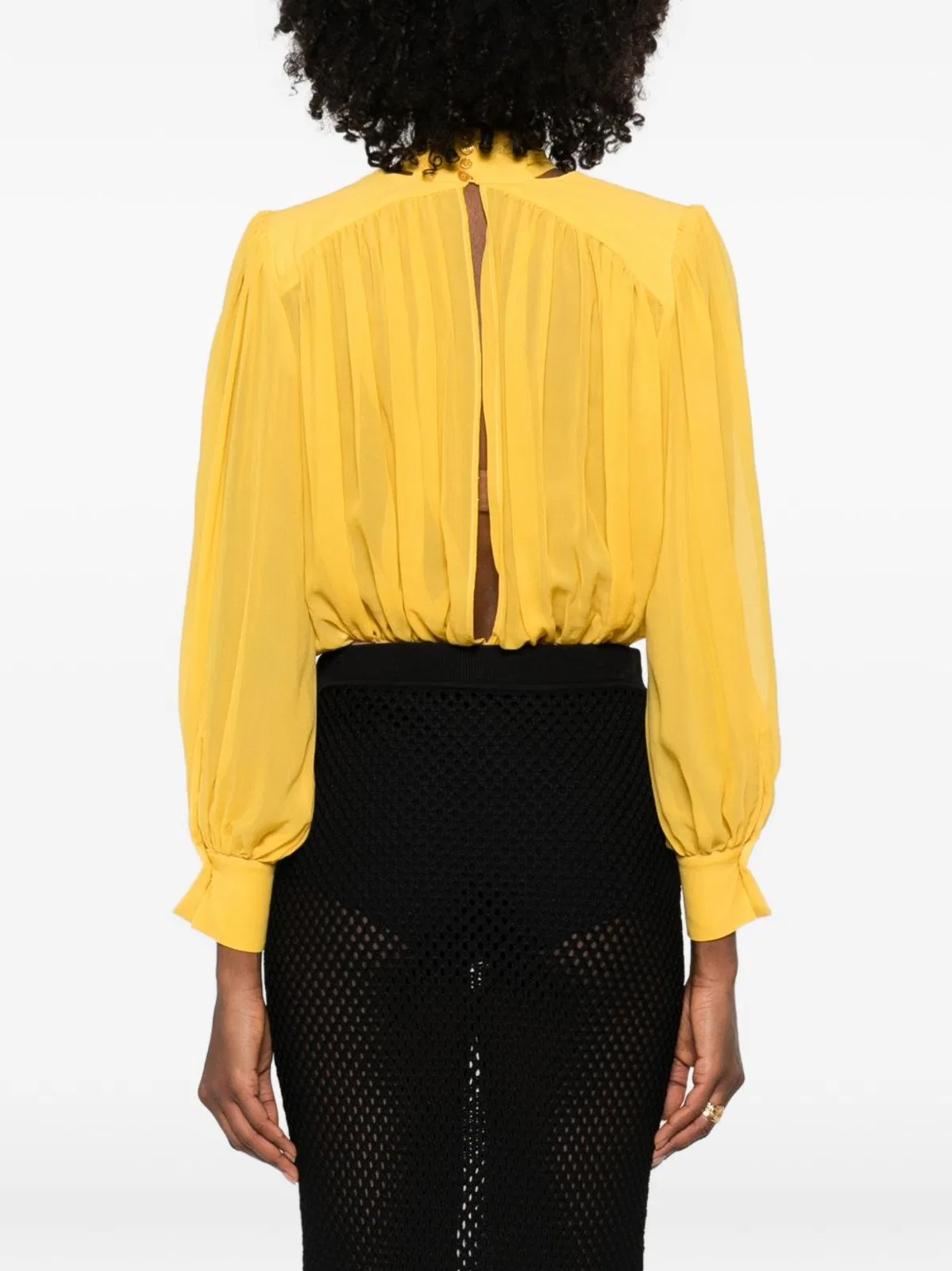 Elisabetta Franchi Yellow Ls Bodysuit Wide Neckline