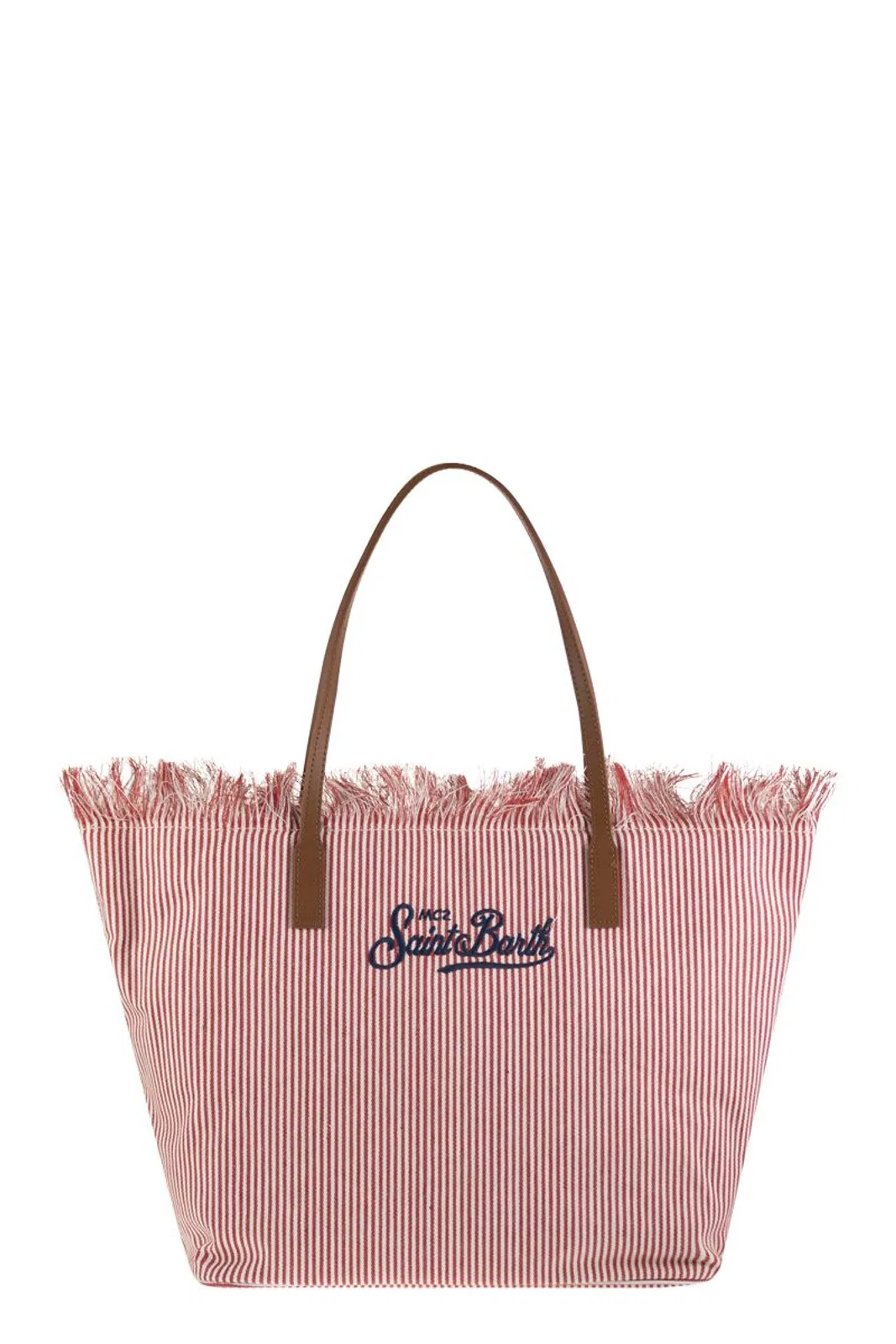 Mc2 Saint Barth City Shopper Bag With Stripes And Embroi