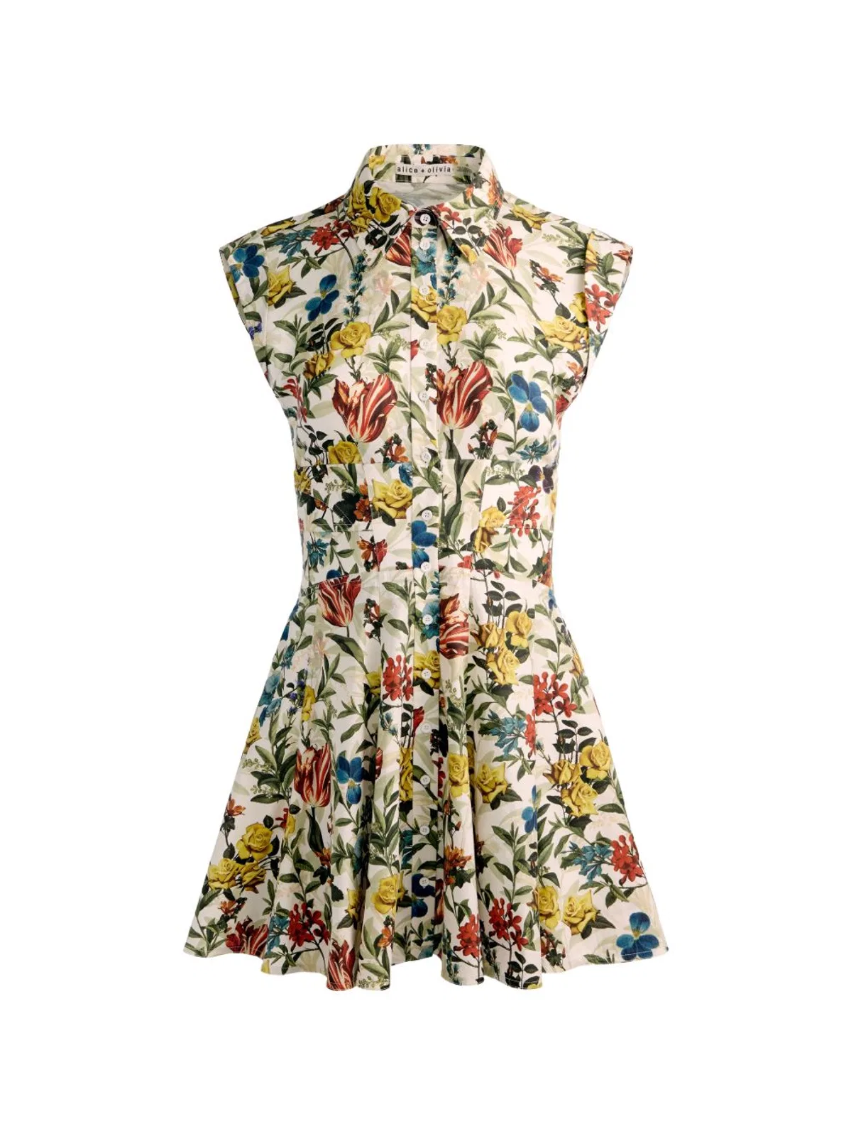 Alice + Olivia Printed Cotton Mini Dress