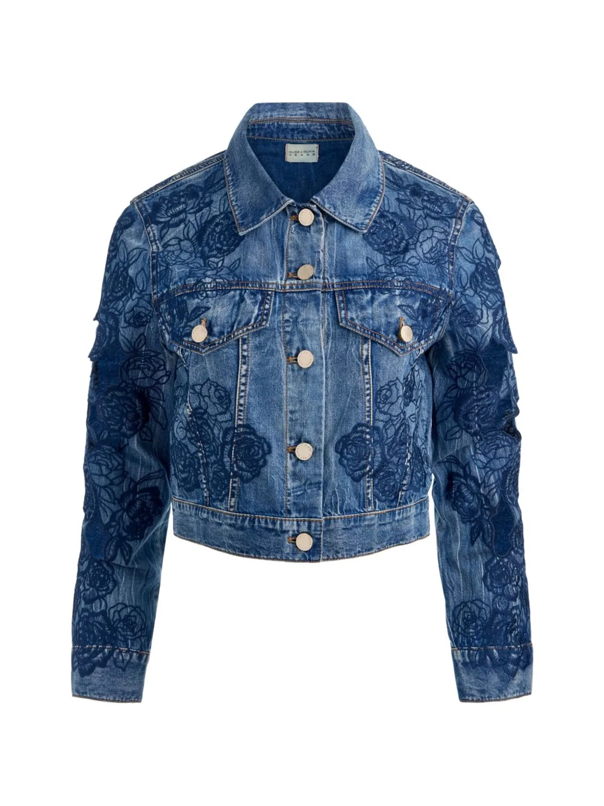 Alice + Olivia Embroidered Denim Jacket